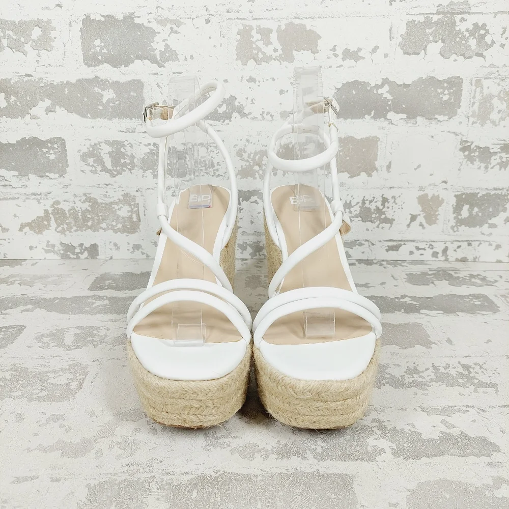 NEW BP White Cohan Espadrille Wedge Strappy Sandals V679 - Picture 7 of 13